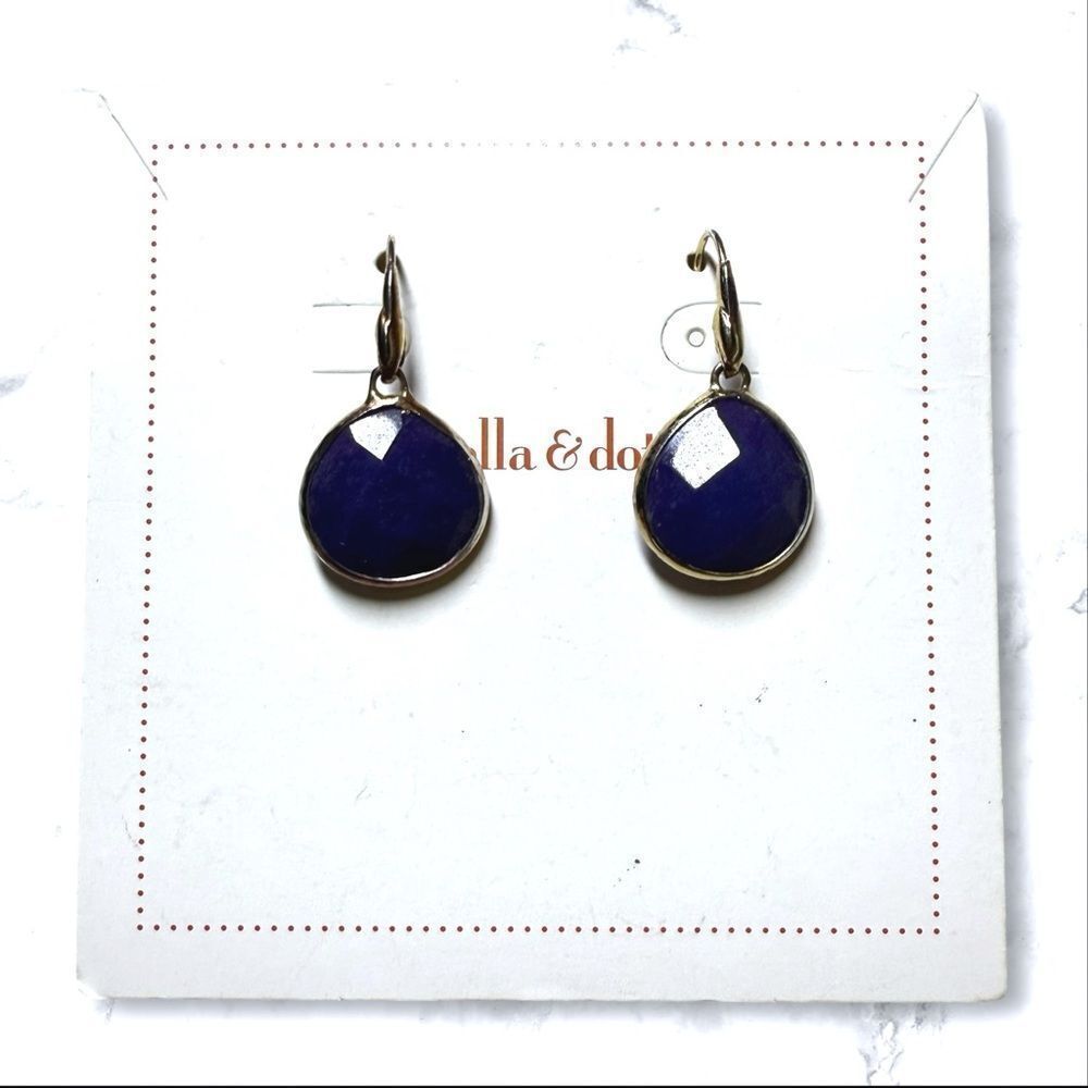Stella & Dot Serenity Genuine Lapis Blue Stone Earrings